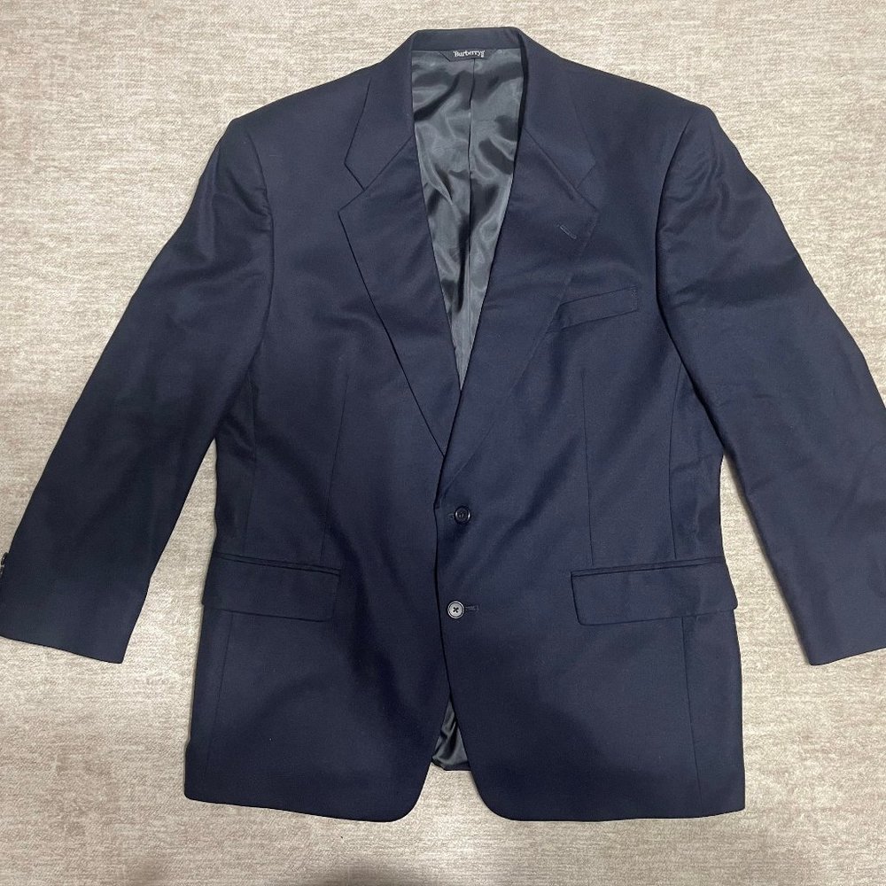 BURBERRYS NAVY WOOL SUIT JACKET SIZE 44R (vguc)